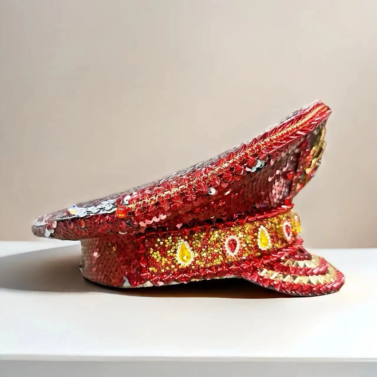 HongLuan Chapéu de fantasia de Halloween, chapéus de capitão com strass para mulher de festival de homem ardente, acessórios femininos de cosplay