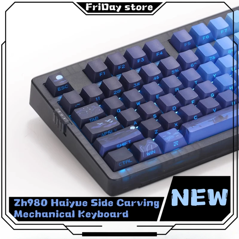 Zh980 Haiyue Side Carving Mechanical Keyboard Wired Wireless Bluetooth Customized Office Game Silent Keyboard Wallpaper Engine