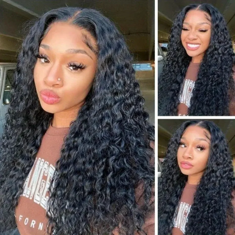 

13x4 13x6 HD Transparent Lace Front Human Hair Wigs Frontal Curly Wigs 100% Natural Brazilian Deep Wave Black Hair Glueless