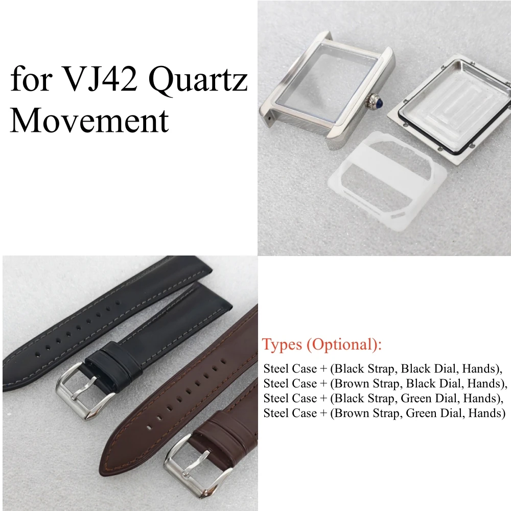 

Women's Squared Watch Case 31mm Stainless Steel for VJ42 Quartz Movement Watch Accessories