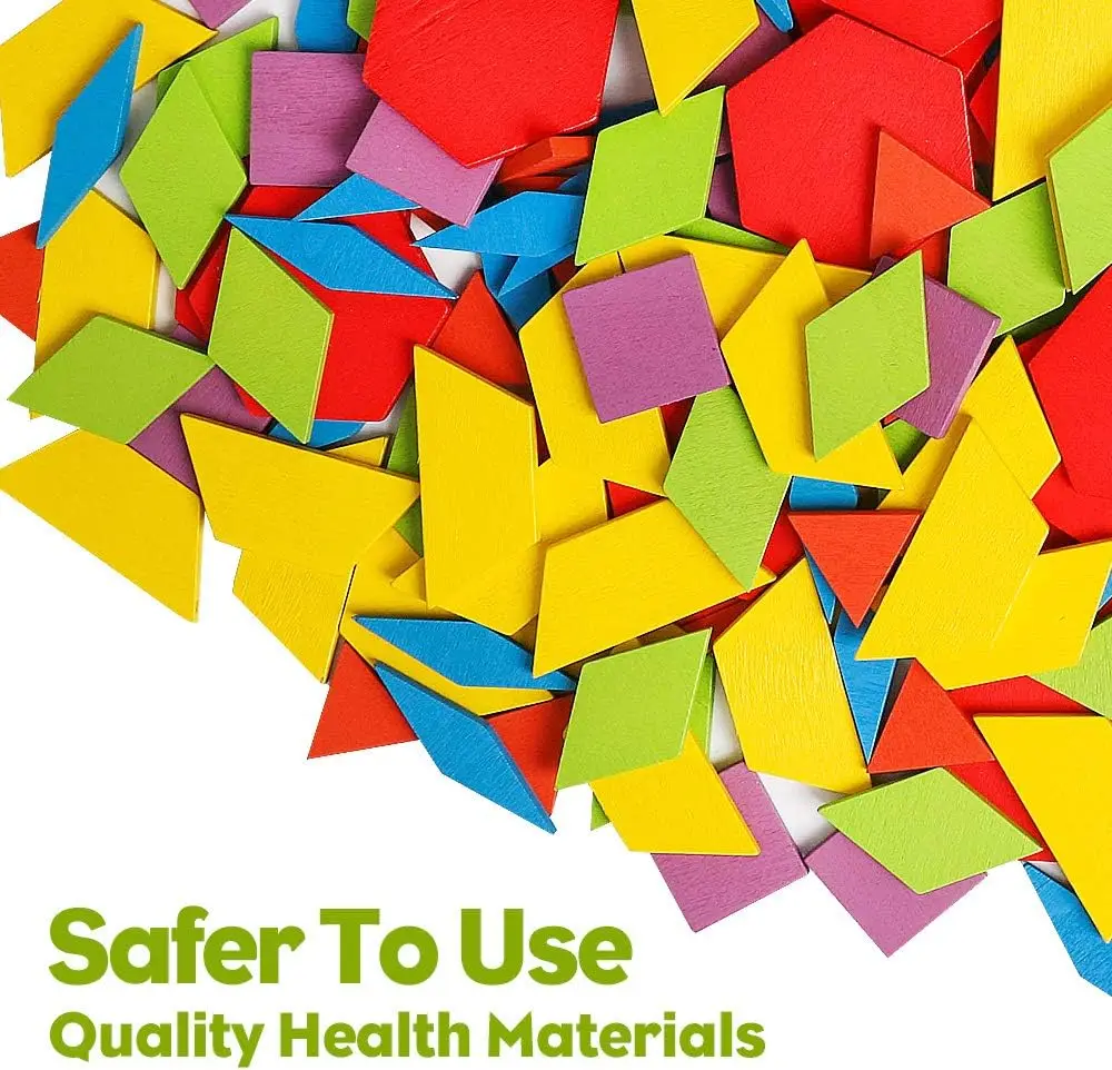 Holzmuster-Blöcke-Set, 155-teilig, geometrische Form, Puzzle, Kindergarten, Tangram, Denksportaufgaben, frühe pädagogische Montessori für Kinder