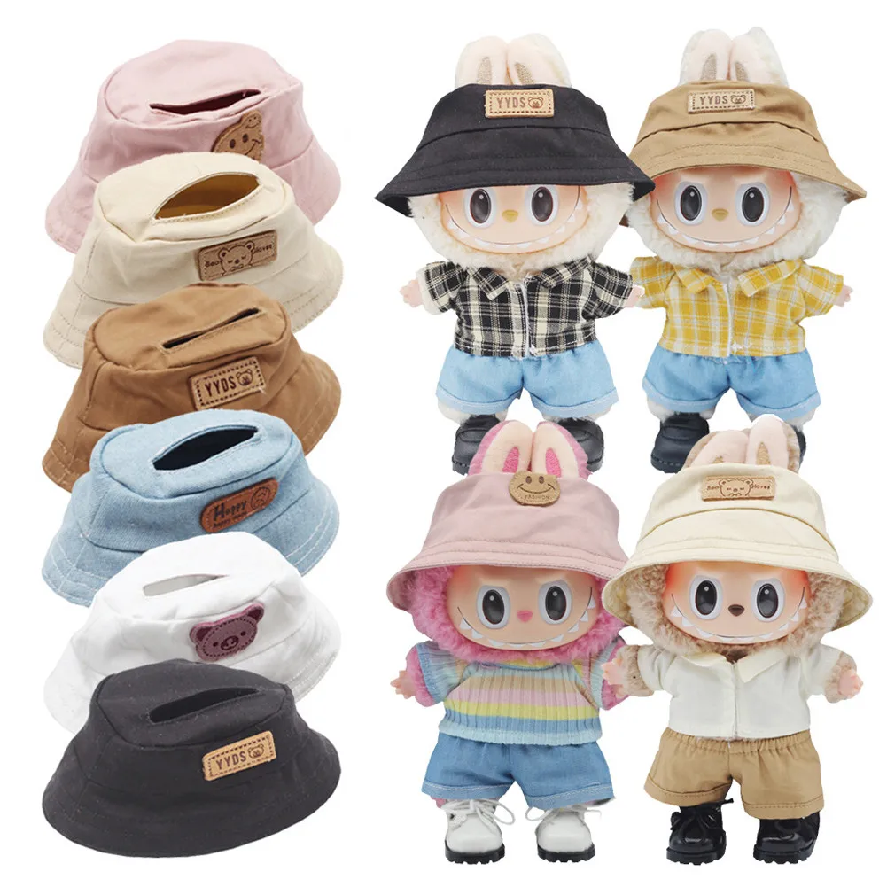 Ropa Labubu V1/V2 Doll Hat for Dollhouse Miniature 17cm Labubu Color Match Hat Kawaii Cute Doll Accessories Kids Girls Toys