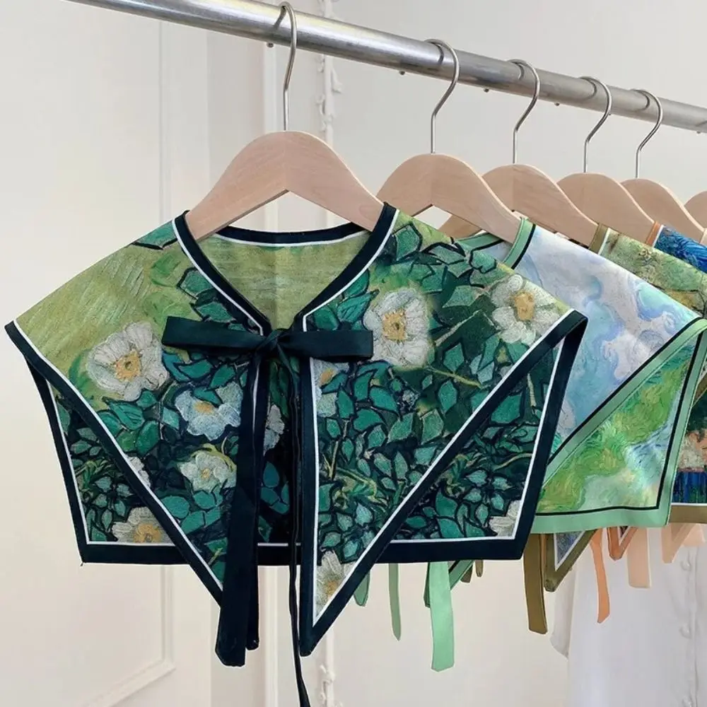 חולצה נתיק אופנה חולצה מזויפת צווארון וינטג 'חצי חולצה שרשרת צעיף מזויף צווארון נשים דפוס כתף פרחוני