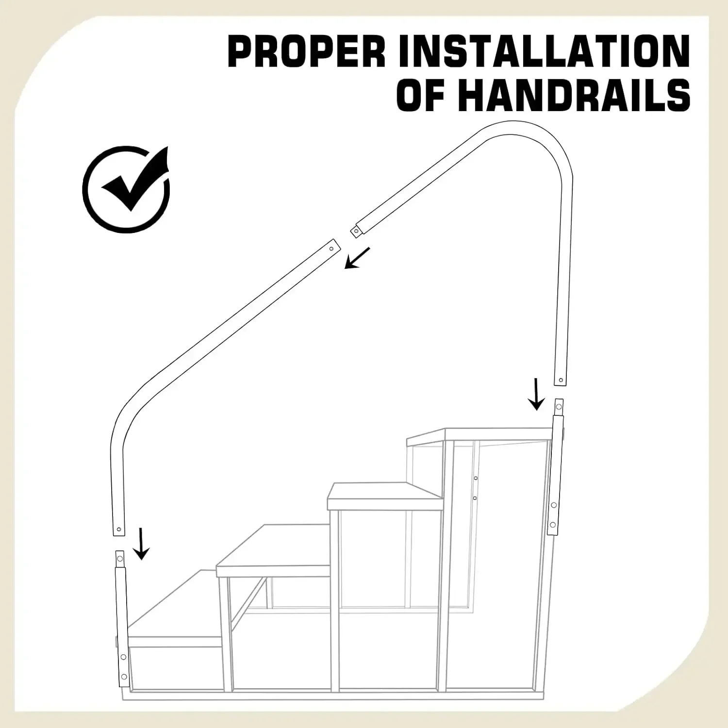 Ladder, Step Stool with Handle, Heavy Duty Pool Ladder Above Ground 660Lbs, Camper Steps Outdoor Steps RV Stairs for Reaching Hi