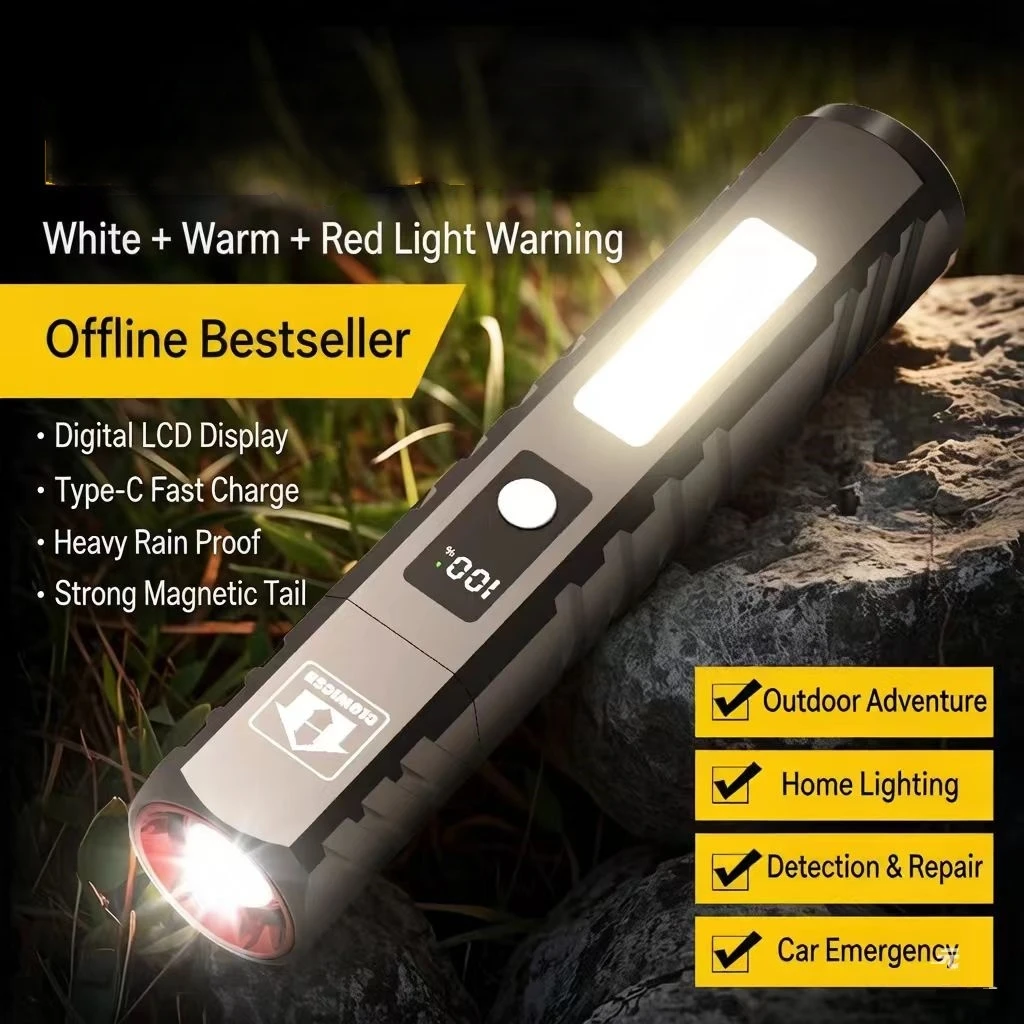 USB Charging Magnetic LED Work Lamp Torch Multi-purpose Bright Flashlight for Workshop Super Bright Handheld Flashlight