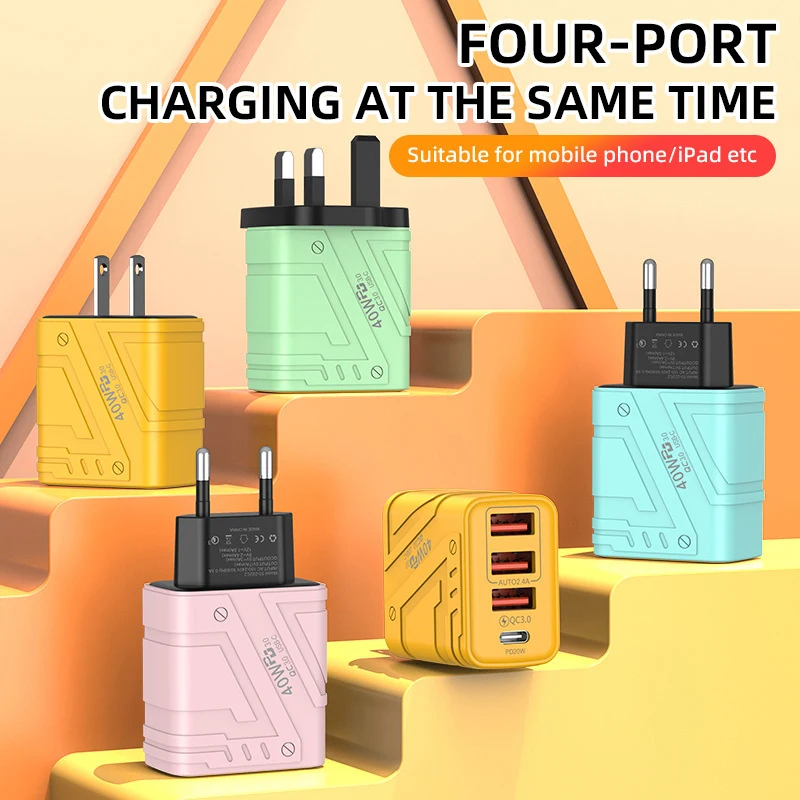 Highend 40W QC 3.0 Fast Charger USB Type C Quick Charging Mobile Phone Wall Adapter EU/US/UK For IPhone 15 Pro Max Huawei Xiaomi