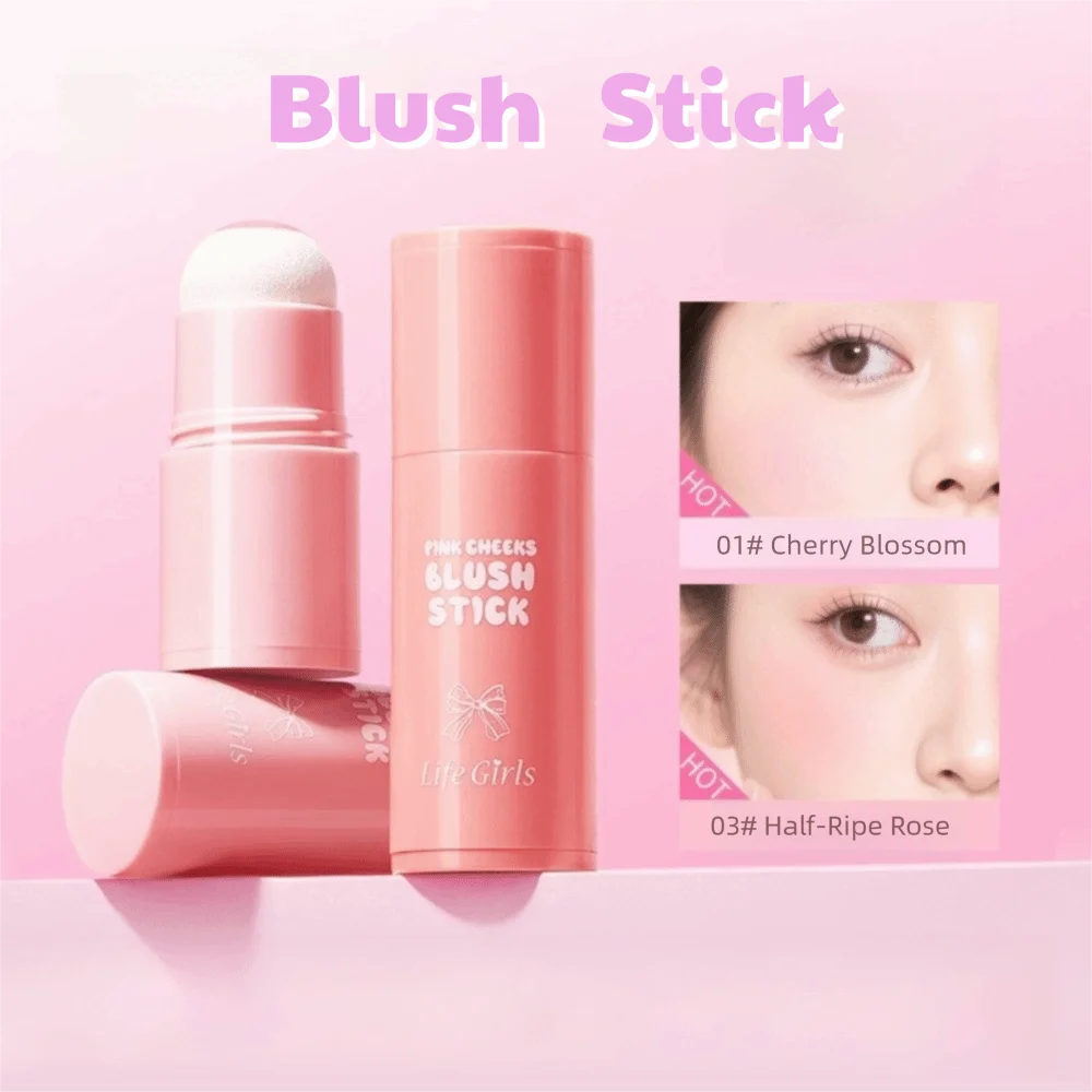 Natural Long-Lasting Blush Stick Multi-Purpose Velvet Solid Blush Cream Easy to Apply Low-Saturation Cheek Blush Makeup