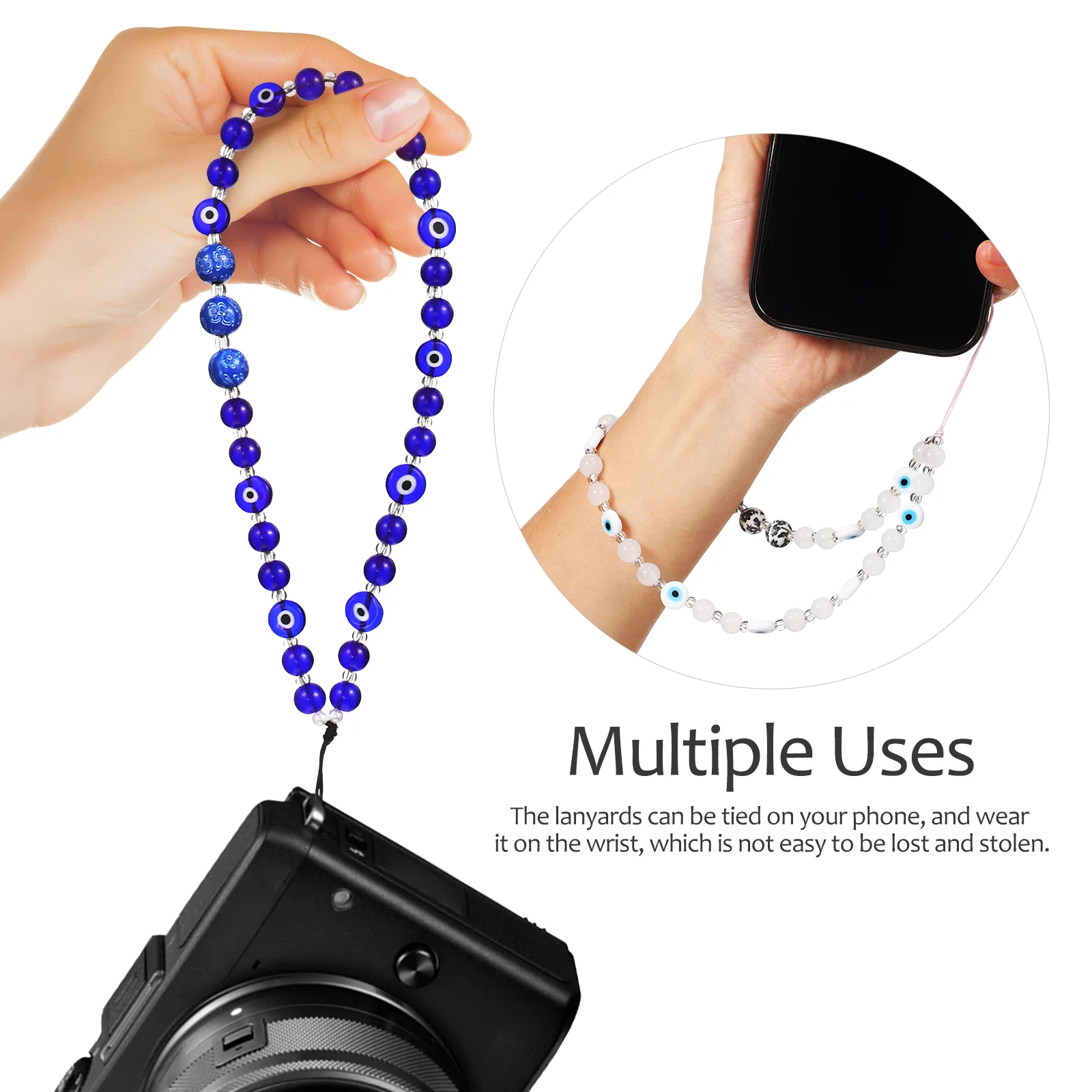 2 Pcs Lanyard The Black Phone Charm Chain Strap Beaded Beads Plastic Accessories Aesthetic Miss Bracelet Charms