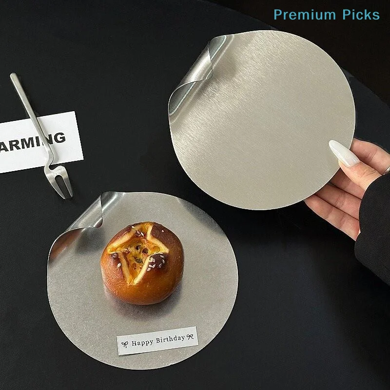 portableStainless Steel Dessert Serving Trays Durable Curved Handle BPA Free for Bakery Cafe Christmas Party Dessert Table
