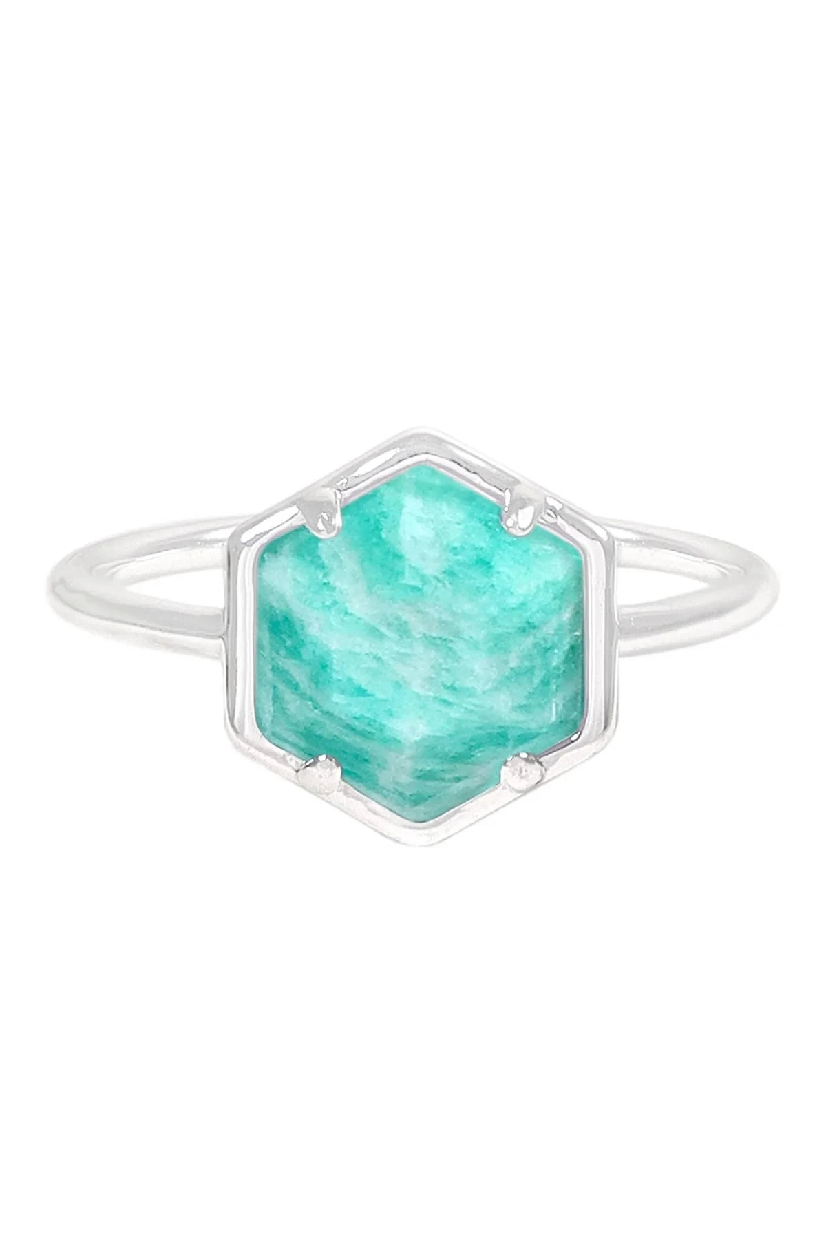 

Russian Amazonite Gemstone Ring Hexagon Ring Jewelry Christmas Party Jewelry US Size 5-12