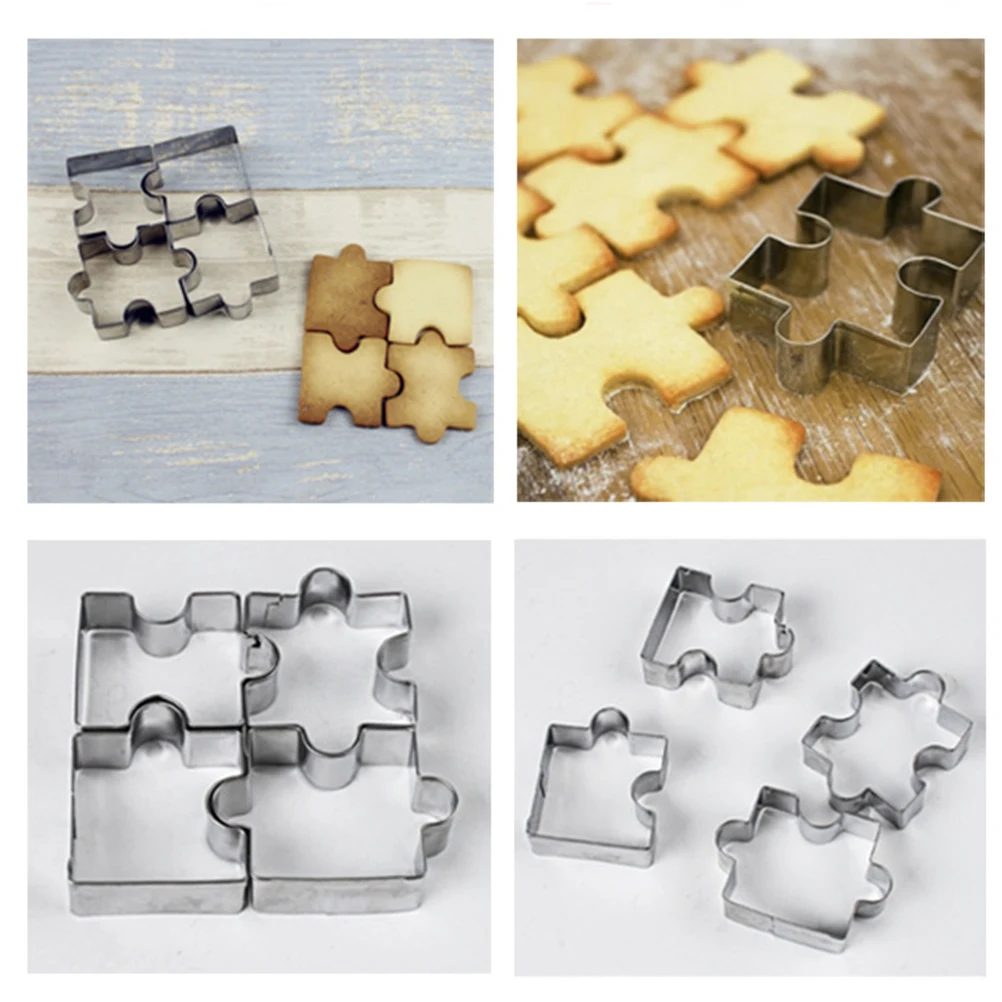 

4pcs Biscuit Steel Baking Mould Cookie Set Silver Color DIY Pastry Tool Cake Fondant Shaped