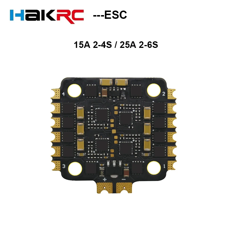 HAKRC 15A 25A 4-in-1 MINI ESC Supports 2-5S, Suitable for RC Remote Control FPV Freestyle Racing Drone