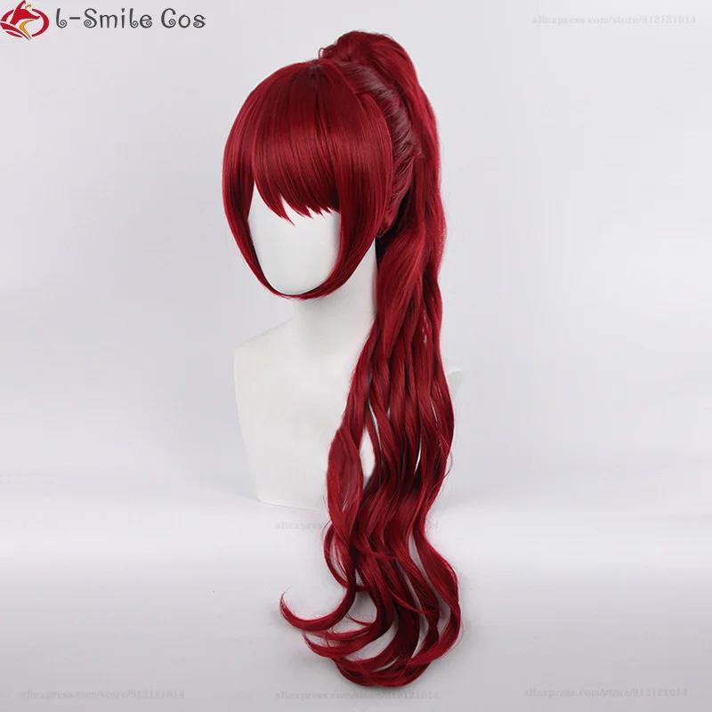 Yoshizawa-Perruques Kasumi Game P5, Perruque Cosplay Rouge, Cheveux Longs Bouclés, Degré de Chaleur, Cheveux Synthétiques, Halloween, Bonnet de Perruque