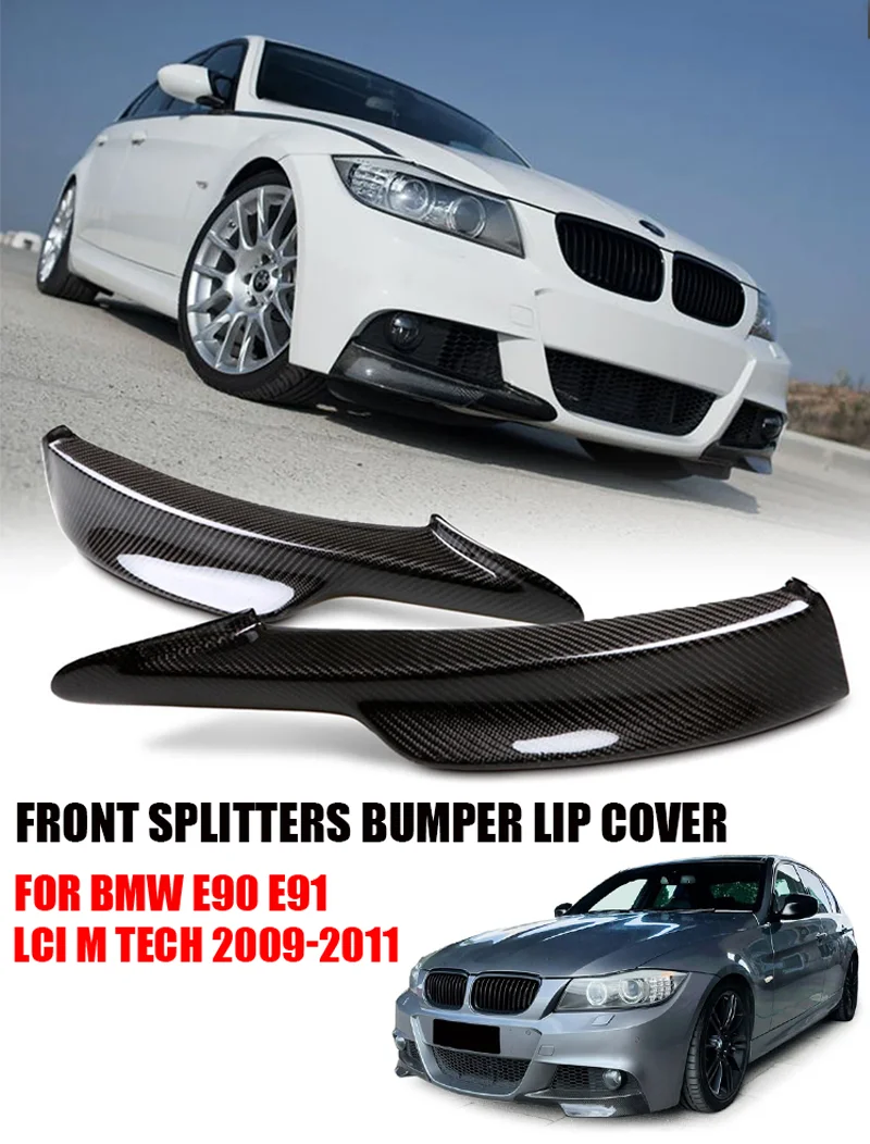 Für BMW Zubehör 3er E90 E91 328i 325i LCI M-Tech Sports 2009 2010 2011 2012 Front Splitter Bumper Lip Covers Carbon Lo – Detail 1