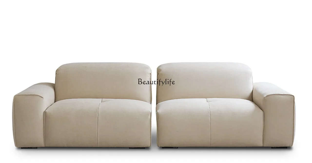 

FG-Retro cream style living room fabric sofa big black cow tofu block backrest adjustable