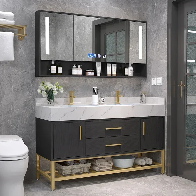 

Basin CombinationBathroom Cabinet Vanity Toilet Wash Pool Modern Simple Home Wash Light Luxury Rock Plate Bathroom Furniture