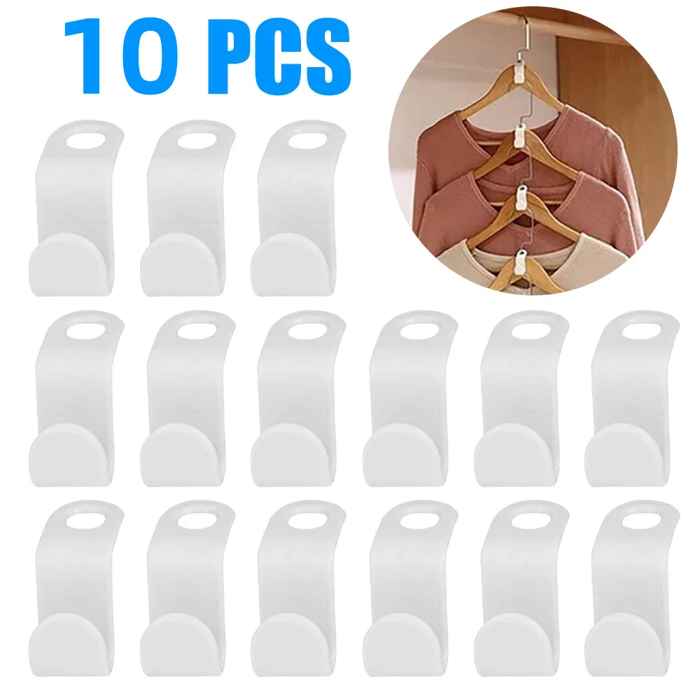 

10pcs White Clothes Hanger Connector Hooks Cascading Hooks Bedroom Closets Space Saving Connection Hooks Clothes Organizers