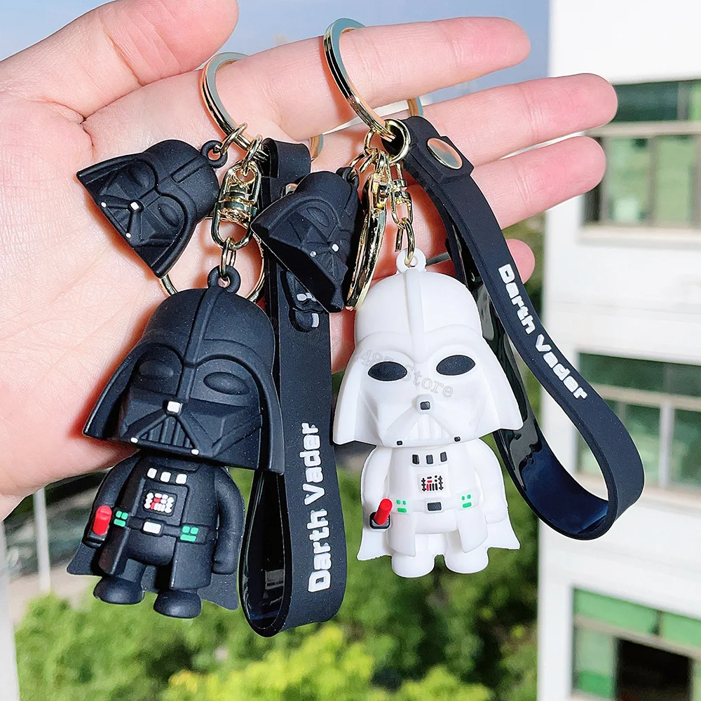 Stars Wars Key Chains Cool Darth Vader Doll Keychains PVC Action Figure Doll Keyring Baby Yoda Grogu Key Ring Backpack Pendants