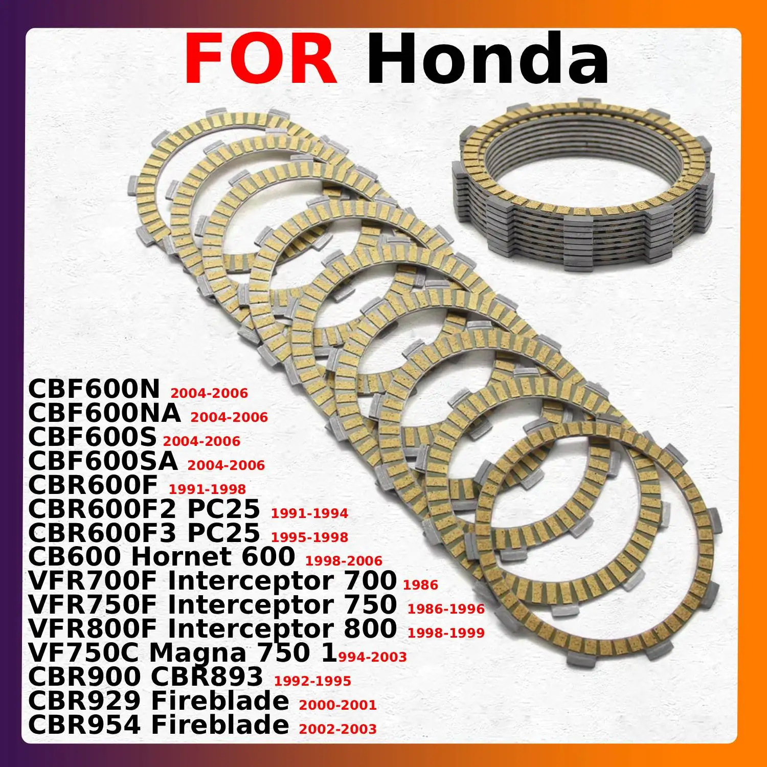 

Комплект сцепления для мотоцикла Honda CBR900, CBR893, CBR929, CBR954, Fireblade 1992, 1993, 1994, 1995, 2000-2001, 2002-2003, аксессуары
