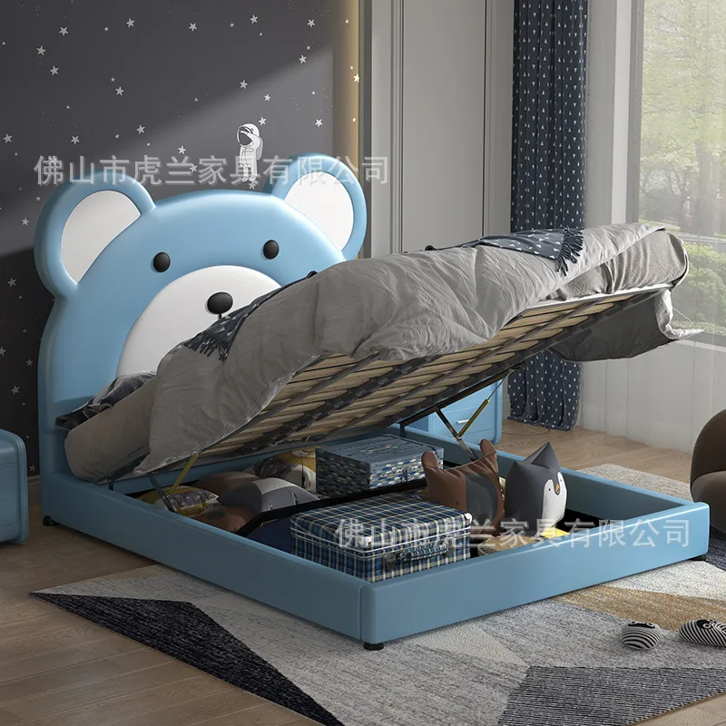 Children's furniture boy single bed boy's bed 1.2m 1.5m double bed 1.8m soft leather bed