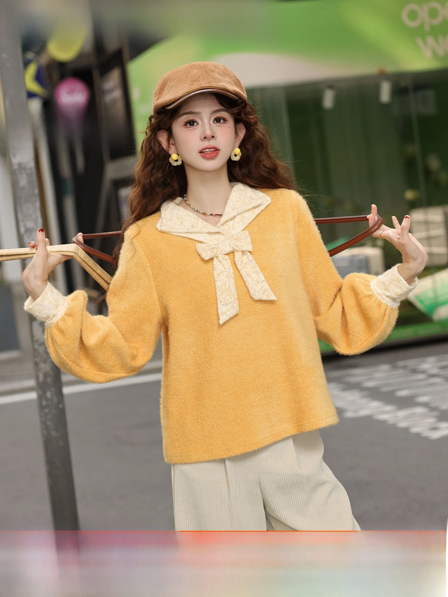 

Женская свободная рубашка в стиле ретро с длинными рукавами и дизайнерскими узлами, тщательно продуманный и модный вязаный топ.