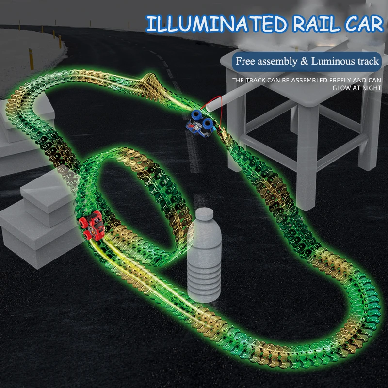 Children\'s rail car anti-gravity variable roller coaster night light free build track boy assemble car track electric toys