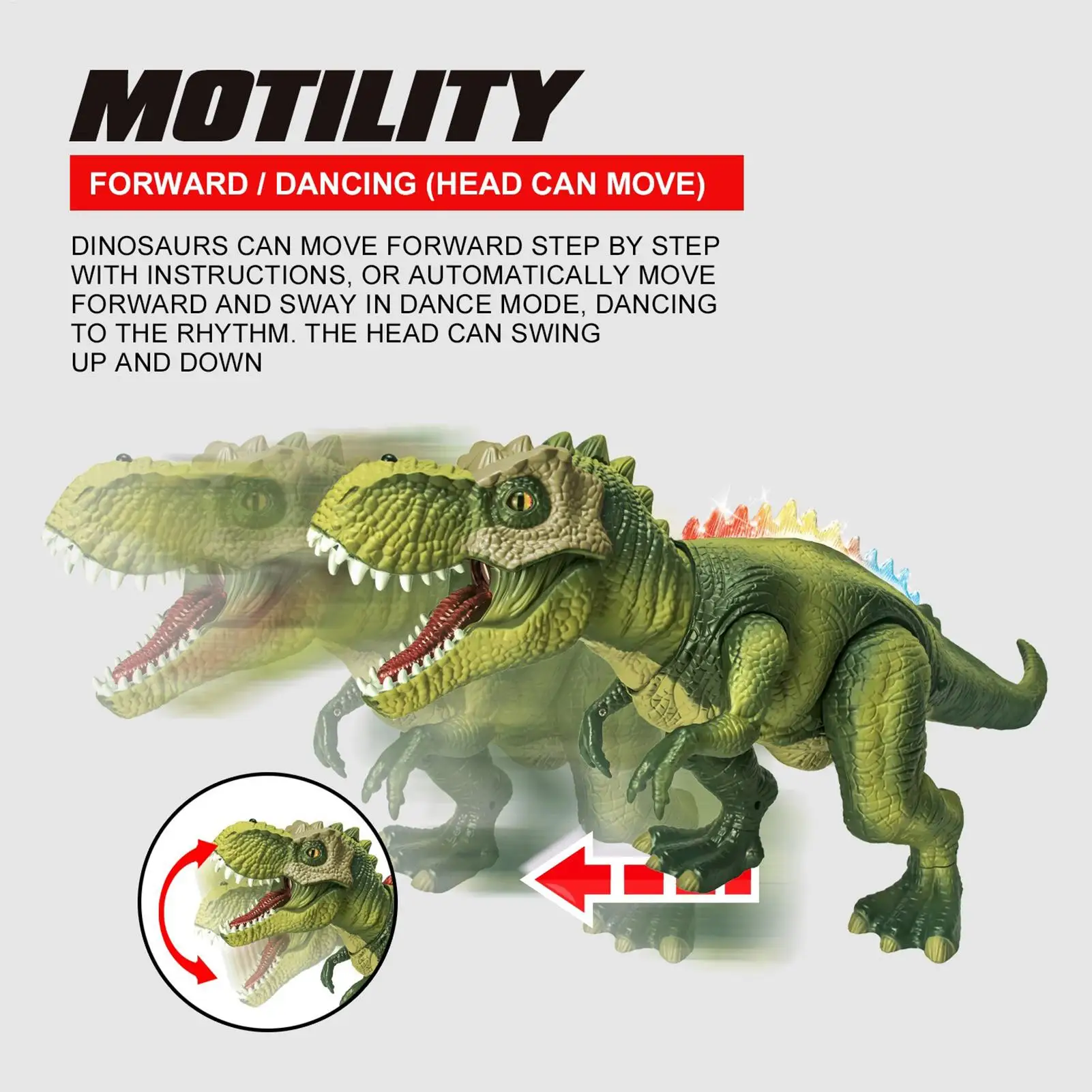 Dinossauro brinquedos de controle remoto dinossauro robô andando animal com luzes e spray para quintal viagem interior jardim de infância