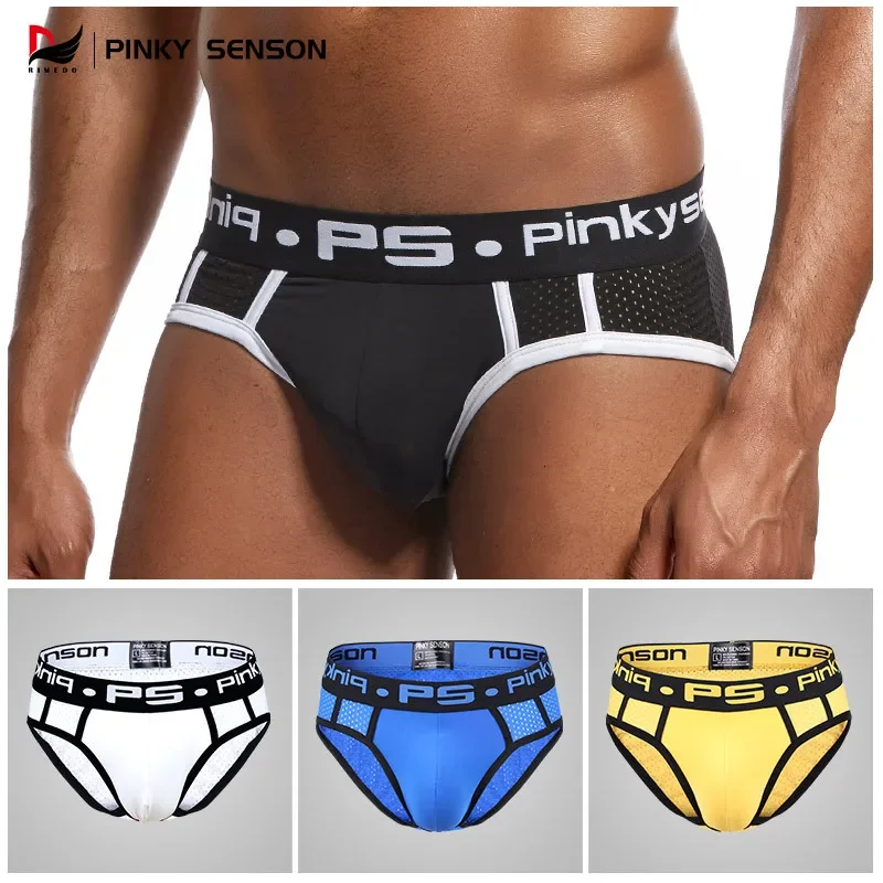 

Men's briefs nylon mesh low waist comfortable solid color breathable simple briefs
