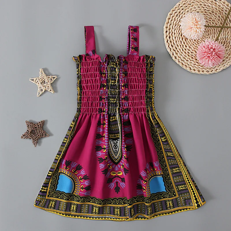 African Dress Girl Traditional African Clothing Dashiki Ankara Kid Kawaii Sundress Elegant Children Print Summer Style