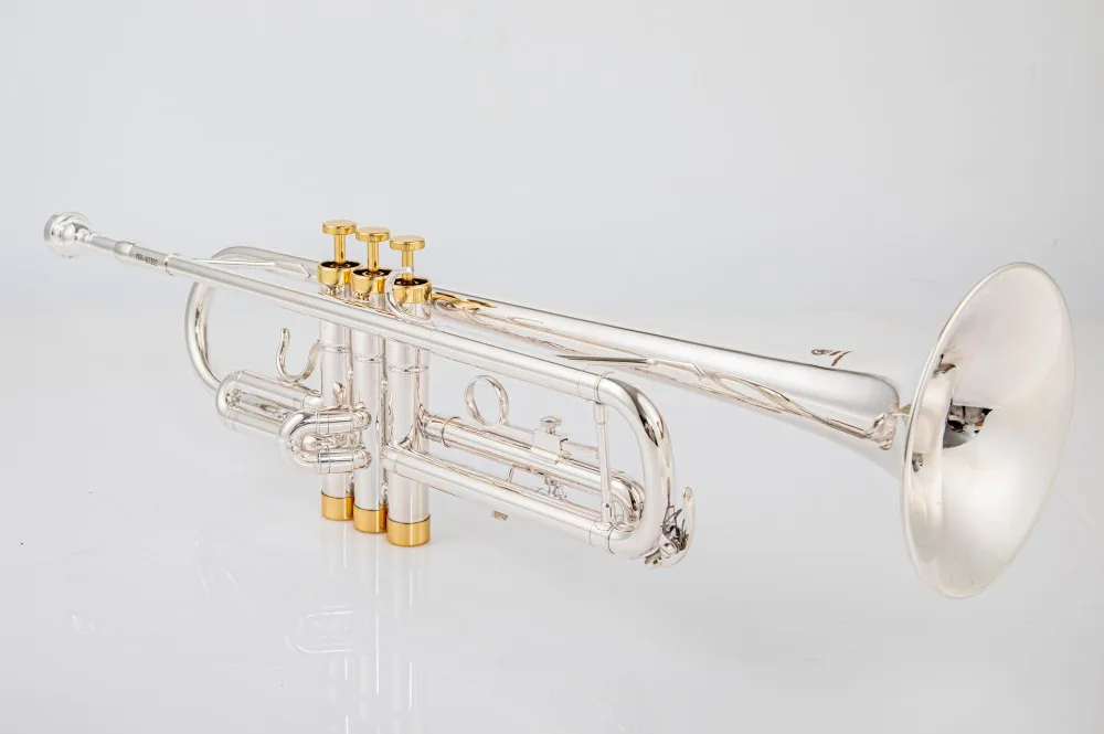 Japan quality 8335S Bb Trumpet B Flat Brass Silver  Plated Professional Trumpet Musical Instruments with Leather Case Gold