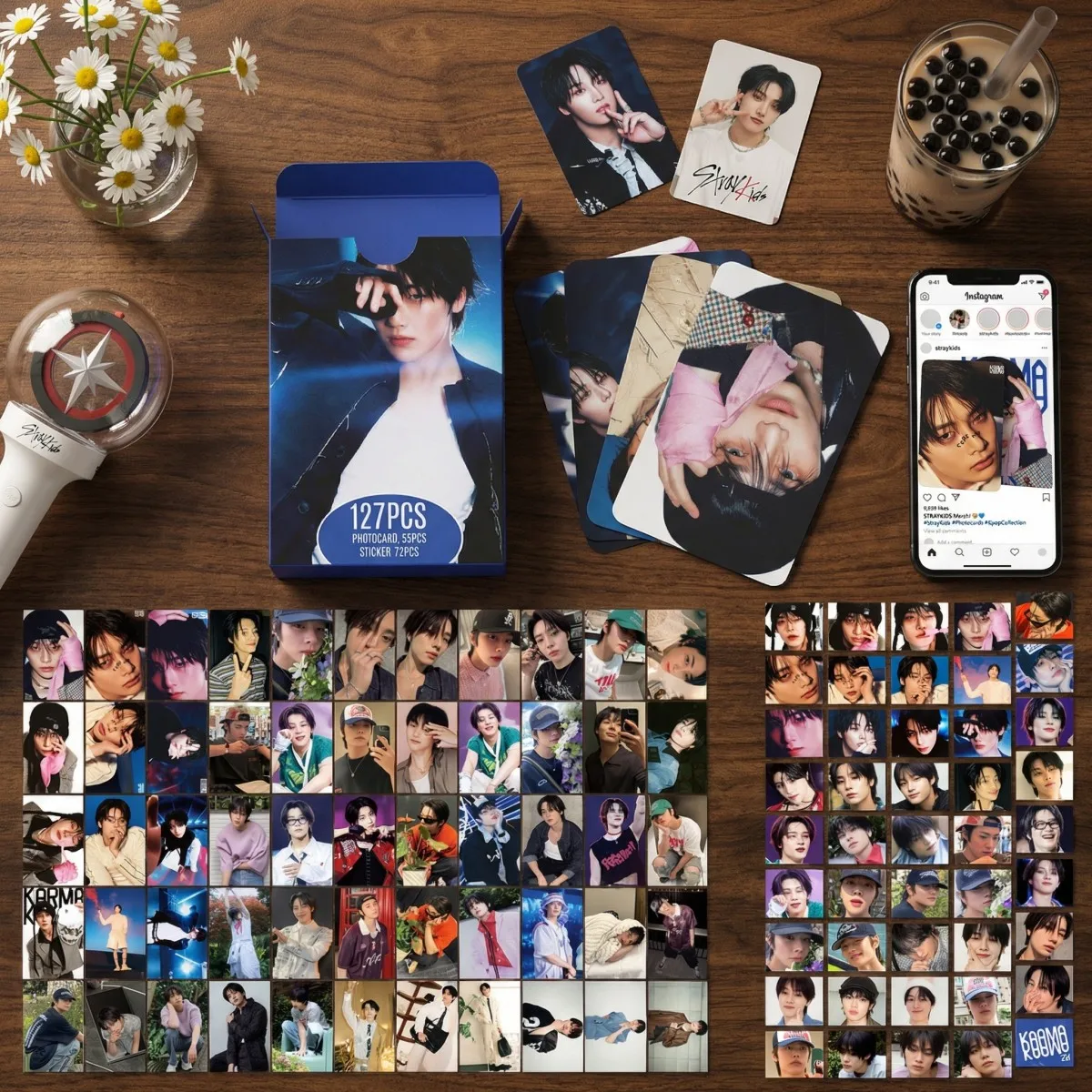 

Коллекционный набор фотокарточек K-pop Stray Kids IN KARMA, 127 шт., печатные бумажные карточки для фанатов Skzoo, для вечеринок, обмена, подарков на день рождения