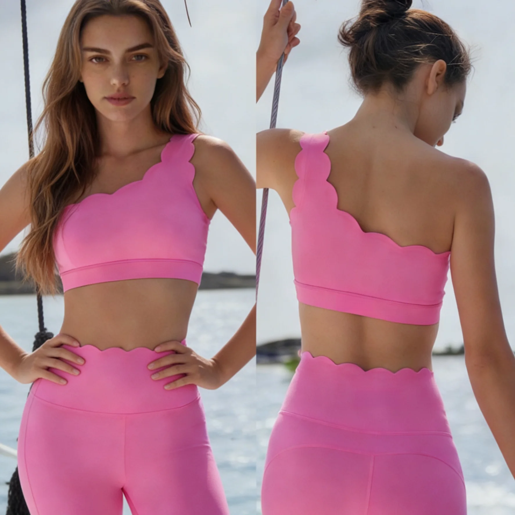 

Кружевной спортивный топ без бретелей для йоги, облегающие леггинсы с эффектом «второй кожи», с открытой спиной, для тренировок, облегающие, для фитнеса, женская спортивная одежда для спортзала