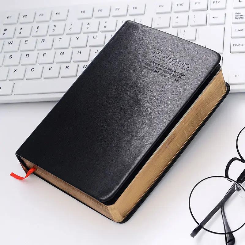 Adult Student A6 Believe Diary Sketchbook Extra Thick Vintage Notebook, Faux Leather Blank notebook A6