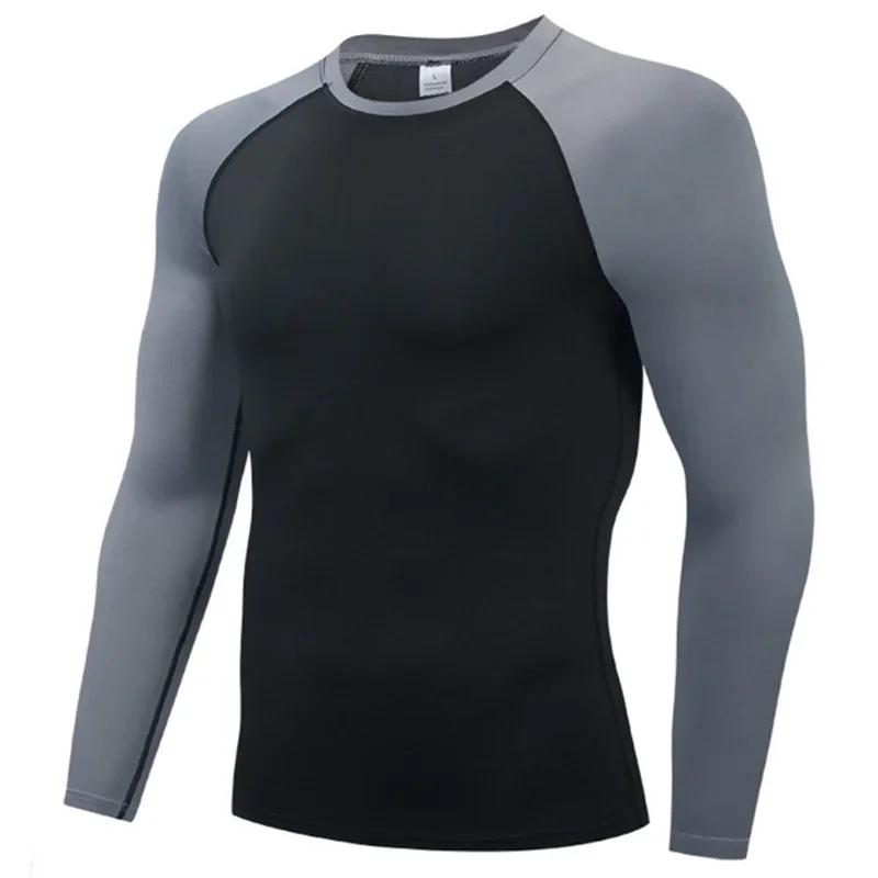 Herren Rundhals Schnelltrocknend Langarm Kompressions-Sportshirt Fitness Enganliegendes T-Shirt Laufshirt Casual Frühling Und Herbst – Detail 9