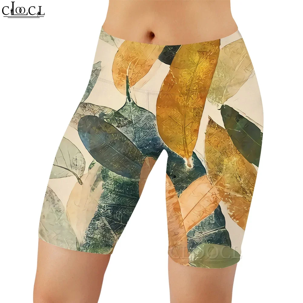 CLOOCL Women Legging Oval Leaves Pattern 3D Printed Shorts Pants for Female Outdoor High Waist Pants Workout Sports