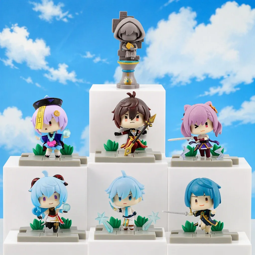 4cm PVC Zhongli Genshin Impact Liyue Mini Figure Anime Game Statue Collection Display Decorative Showpiece Memorabilia Gift