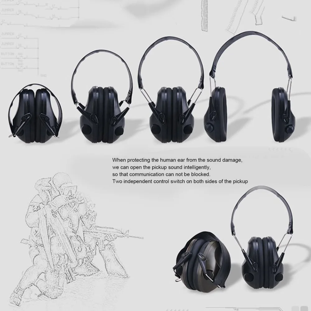 TAC 6S-auriculares tácticos de tiro, orejera electrónica con diseño plegable, antirruido, acolchado suave, para caza deportiva