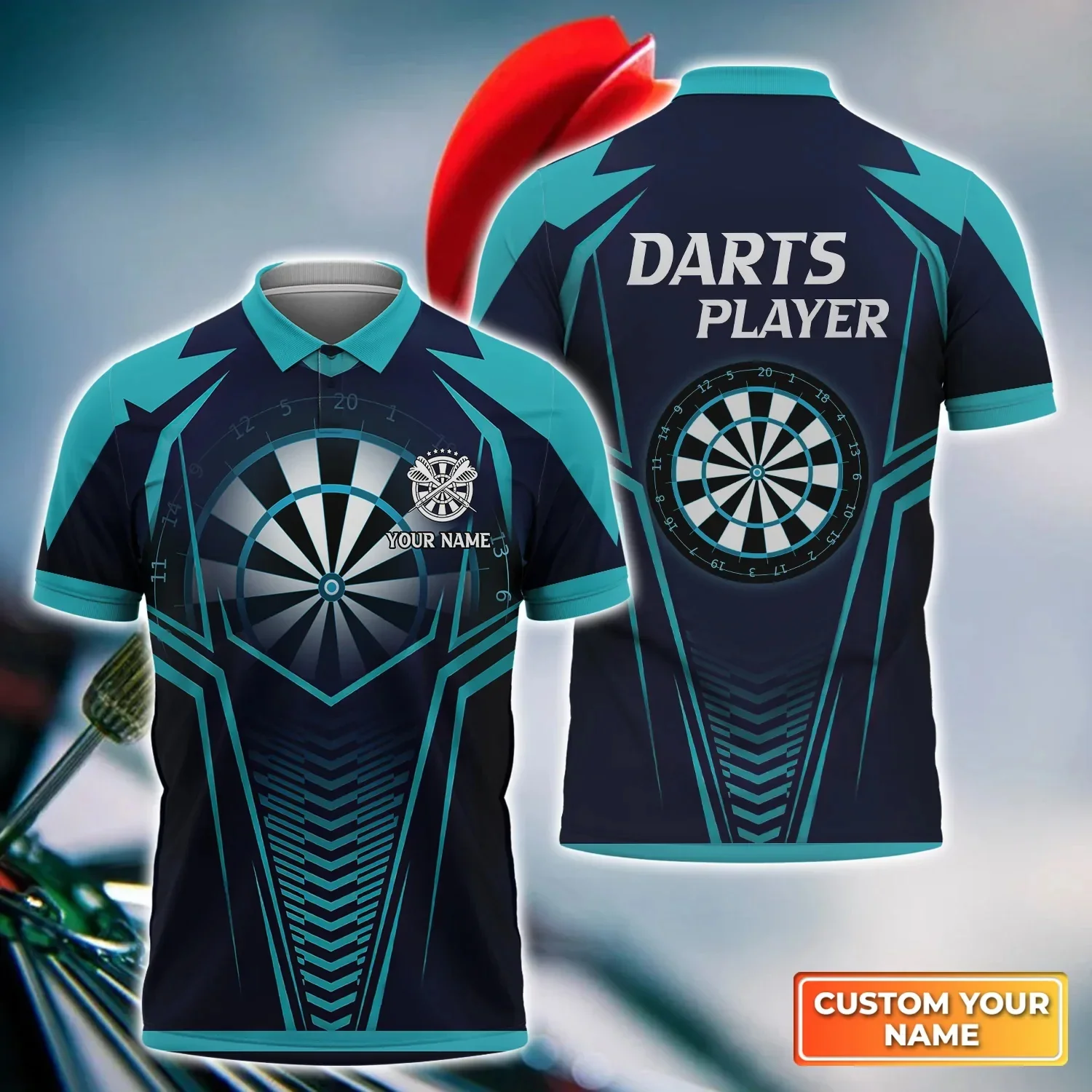 

Men's Polo Shirt Personalized Name Dart Printed Top Summer Polo Shirt Unisex Short Sleeve Shirts Support Club Logo Customization