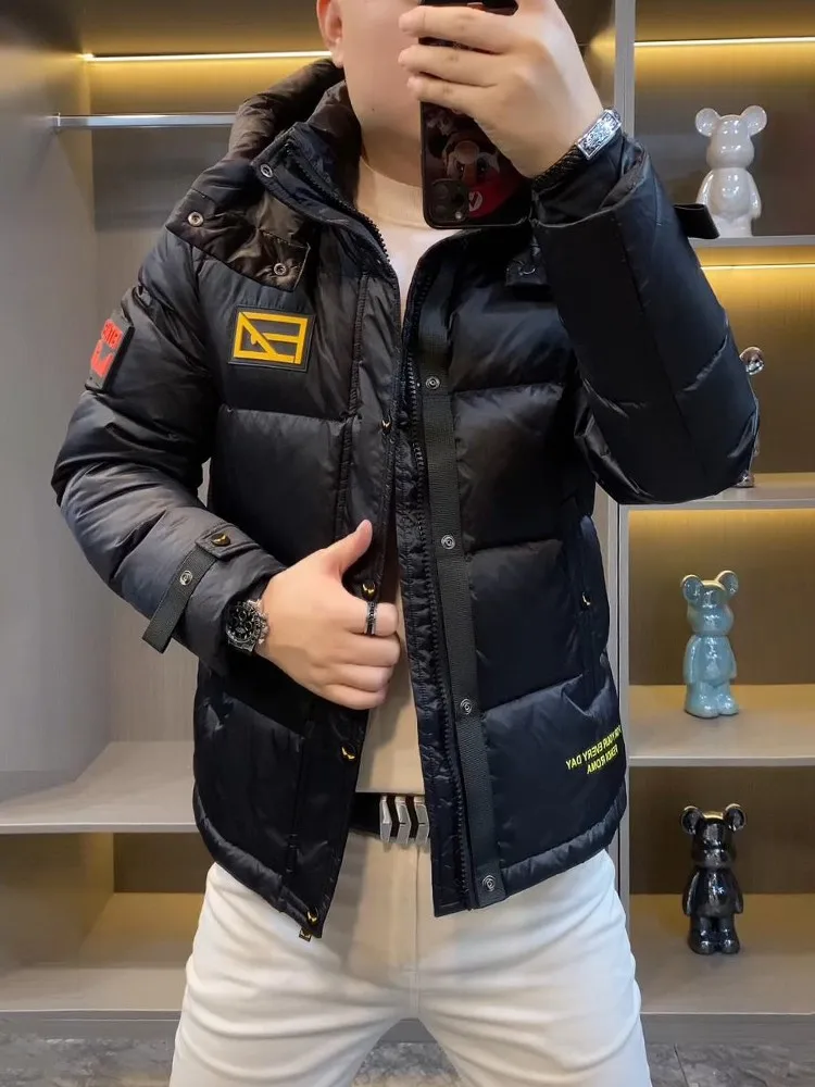 

Мужская утепленная зимняя куртка-пуховик класса люкс с капюшоном, ветрозащитная, теплая, повседневная, на молнии