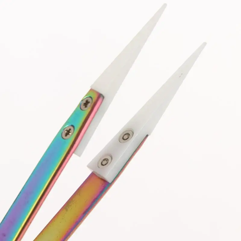 Non-Conductive Precision Ceramic Tweezers Pointed Curved Tips Heat Resistant For Jewelry Stone Setting Micro Component Handling