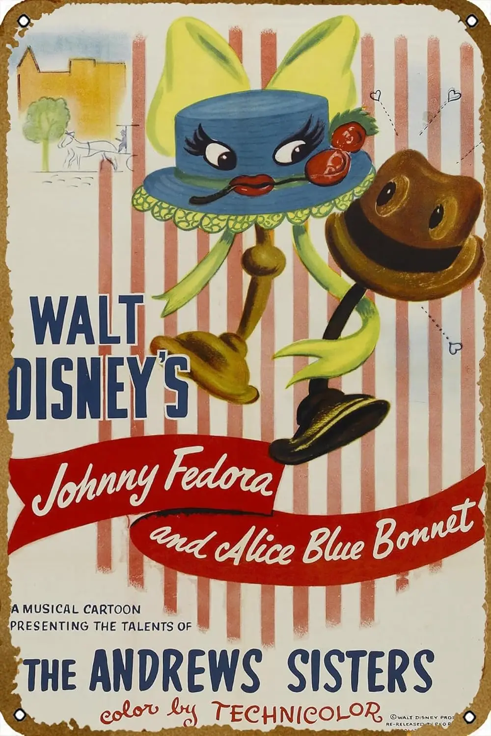 Letrero Metálico Retro de la Película Johnny Fedora y Alice Blue Bonnet (1946), Letreros de Metal para Cine, Bar, Dormitorio, Habitación, Hogar