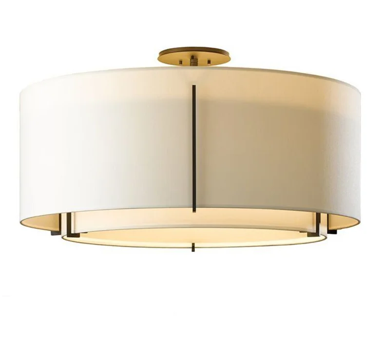 

Modern simple new Chinese living room bedroom ceiling light villa model house sheepskin fabric round soft light decorative light