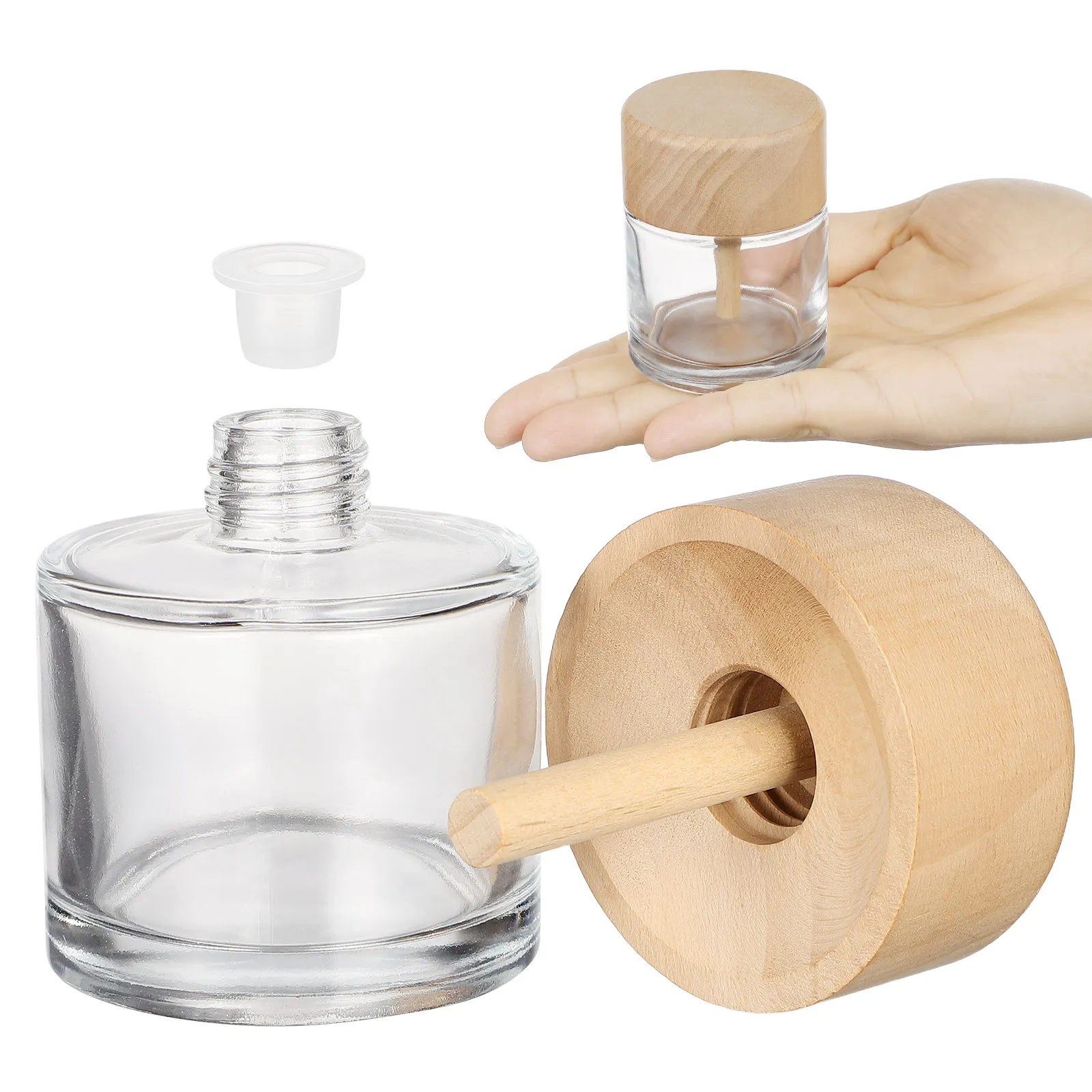 2Pcs Glass Diffuser Bottles Clear Wide Opening Reed Diffuser Jar for Essential Oils Aroma Room Freshener Decoration