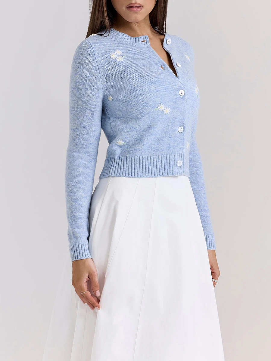 TWOTWINSTYLE المرقعة يزين سترة قصيرة للنساء س الرقبة طويلة الأكمام التخسيس تقسم أزرار سترة الإناث الخريف جديد #2