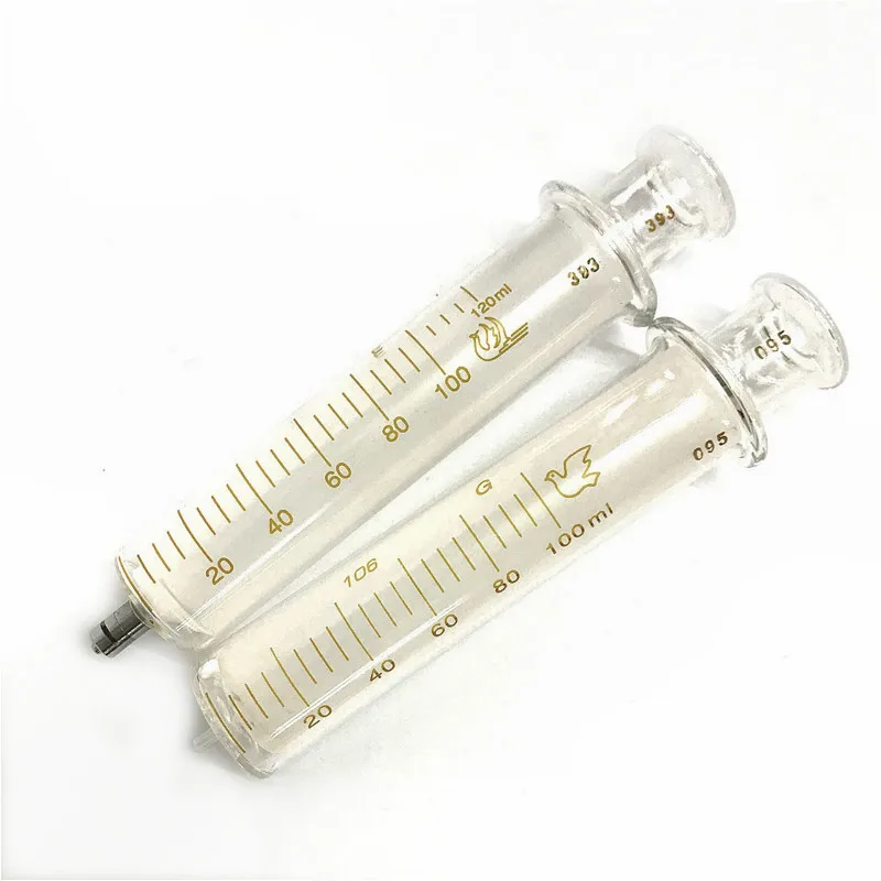 Glass Syringe 100 ml with Metal Luer Lock / Glass Caliber Glass Sample Extractor Injector Lab Glassware Reusable 100 CC 1/PK