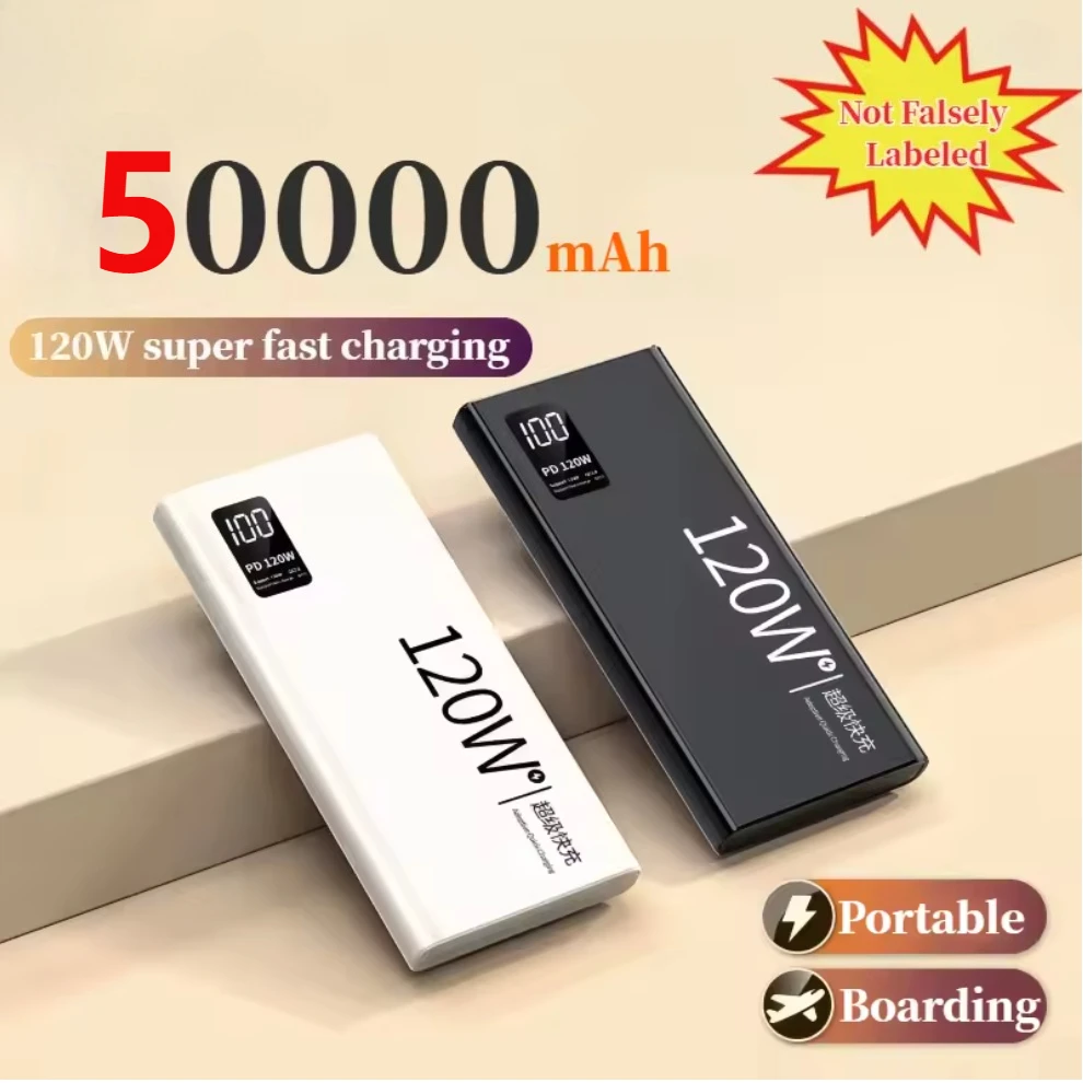 Hot Brand 120W Power Bank 50000mAh High Capacity Super Fast Charging Power Bank Portable Battery Charger for IPhone Samsung