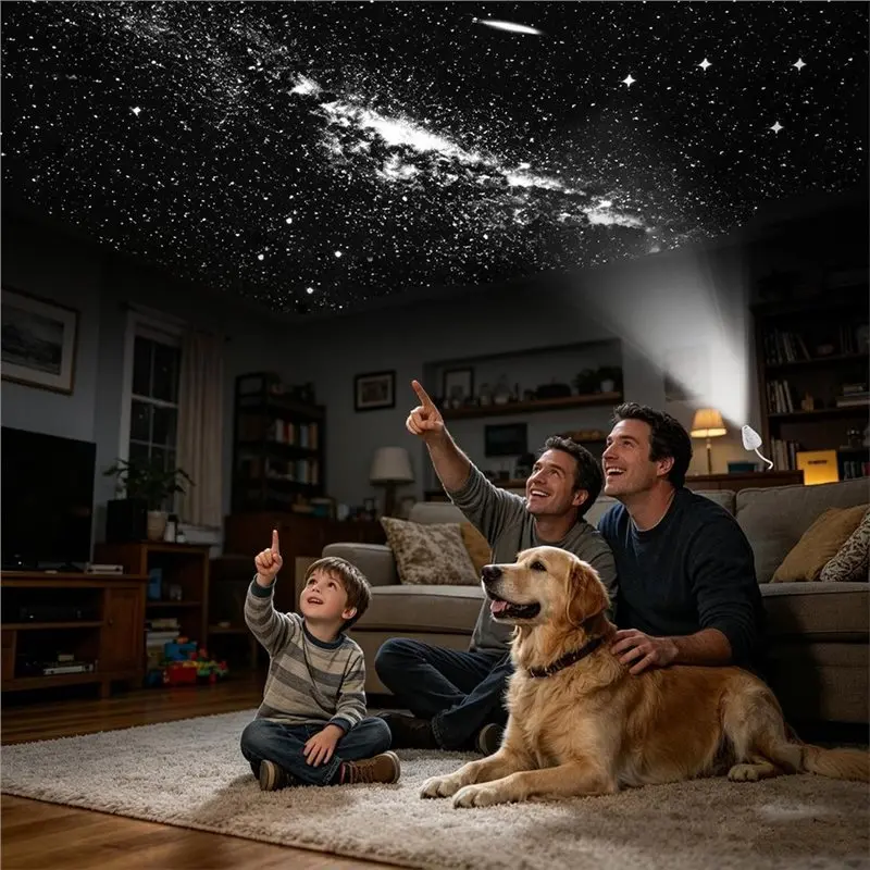 RMWIN-Starrys Projector Night Light Adjustable Brightness Galaxy Star Projector Night Light For Bedroom Projection Films