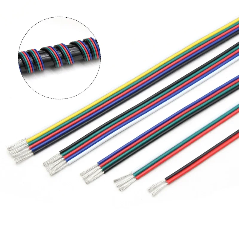 22/20/18AWG 2Pin 3Pin 4Pin 5Pin 6Pin PVC Electronic Cable Extension Wire Color Line for 5050 3528 RGBW RGB CCT LED Strip Lights