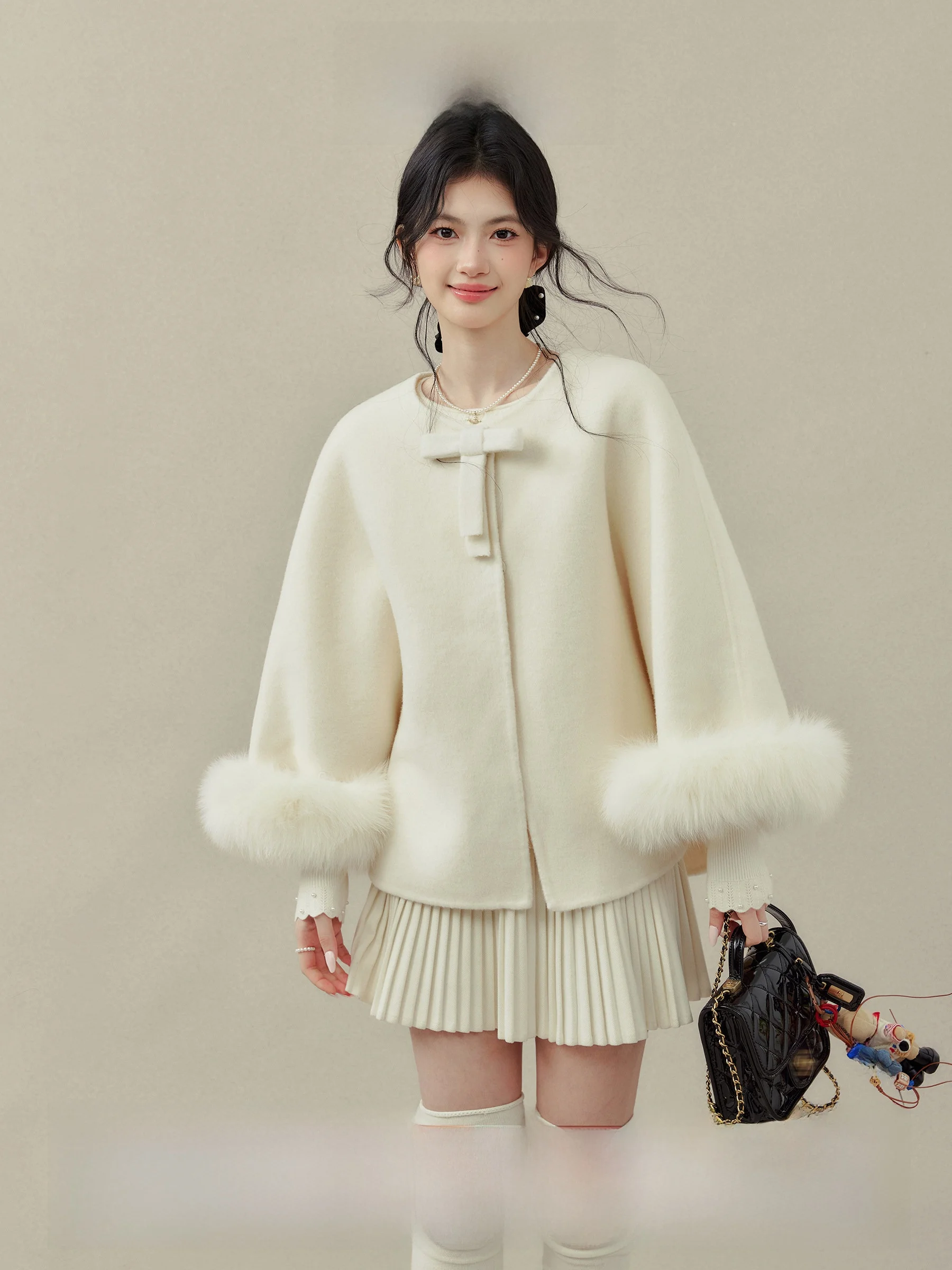 

Lilian Love S 2025 Winter New Design Loose Woolen Coat Ele Ladylike Sle Long Sve Mid-Length for Young Women