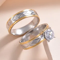 New Zircon Couple Rings For Women Ladies Set Lovers Finger Jewelry Women's Propose Marriage Accessories Dropshipping